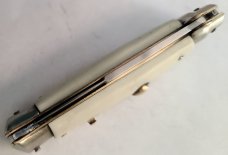 VINTAGE STILETTO 4" SMOOTH BONE HANDLE 3'' BLADE LOCKBACK RELEASE  AUTO KNIFE 