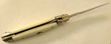 VINTAGE STILETTO 4" SMOOTH BONE HANDLE 3'' BLADE LOCKBACK RELEASE  AUTO KNIFE 