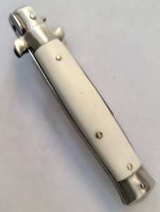 VINTAGE STILETTO 4" SMOOTH BONE HANDLE 3'' BLADE LOCKBACK RELEASE  AUTO KNIFE 