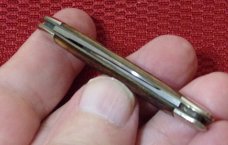VINTAGE QUEEN BIG Q STAMP 1945-1955 #5 PEN KNIFE RODGERS BONE IN OLD POUCH VINTAGE QUEEN BIG Q STAMP 1945-1955 #5 PEN KNIFE RODGERS BONE IN OLD POUCH