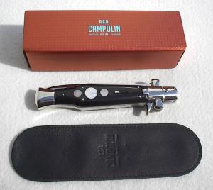NEW AGA CAMPOILN 11" ( BLACK WIDOW ) BLACK HORN WITH MOTHER OF PEARL INLAYS 5MM BLADE MANIAGO ITALY