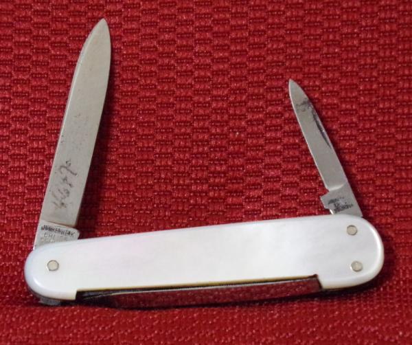 VINTAGE JUNKERWERKS OLHLIGS SOLINGEN (LINDERS) FACTORY SAMPLE GENTS KNIFE GEN. PEARL NO GERMANY VINTAGE JUNKERWERKS OLHLIGS SOLINGEN (LINDERS) FACTORY SAMPLE GENTS KNIFE GEN. PEARL NO GERMANY