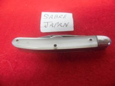 2-3/4" SABRE JACK KNIFE JAPAN UNUSED PEARL STYLE SCALES 2-3/4" SABRE JACK KNIFE JAPAN UNUSED PEARL STYLE SCALES