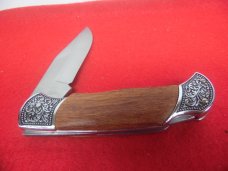 4-1/2" SS BLADE ZACHARY CROCKETT LOCKBACK UNUSED WITH FANCY BOLSTERS AND HARD WOOD HANDLES