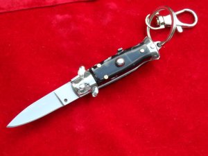 3-3/4" Wasp Body Black Horn Stiletto keychain Knife 