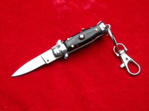 3-3/4" Italian Wasp Body Black Horn Stiletto keychain Knife 