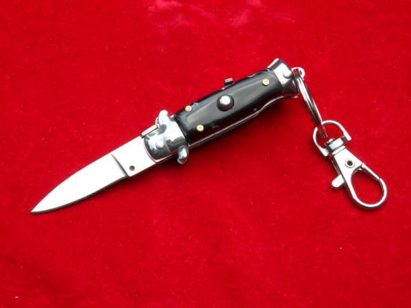 3-3/4" Italian Wasp Body Black Horn Stiletto keychain Knife 3-3/4" Italian Wasp Body Black Horn Stiletto keychain Knife