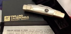 J A Henckels Congress Knife w/ Beauty Mother of Pearl Handles - NOS in Orig Box +leather pouch & COA J A Henckels Congress Knife w/ Beauty Mother of Pearl Handles - NOS in Orig Box +leather pouch & COA