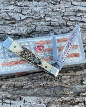 CASE XX ** SFO 2006 RED SCROLLED STAG SMALL GUNSTOCK