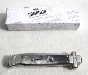 NEW A.G.A. CAMPOLIN 9" MALTESE BRAZILIAN HORN MODIFIED BAYONET BLADE SOLID NICKEL SILVER BOLSTERS