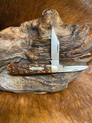 Cattaraugus Cutlery Co., Little Valley NY., 21349 Swell End Jack, Wormgroove Bone, 3 3/4"