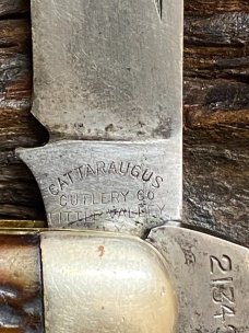 Cattaraugus Cutlery Co., Little Valley NY., 21349 Swell End Jack, Wormgroove Bone, 3 3/4" Cattaraugus Cutlery Co., Little Valley NY., 21349 Swell End Jack, Wormgroove Bone, 3 3/4"