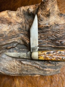 Cattaraugus Cutlery Co., Little Valley NY., 21349 Swell End Jack, Wormgroove Bone, 3 3/4" Cattaraugus Cutlery Co., Little Valley NY., 21349 Swell End Jack, Wormgroove Bone, 3 3/4"