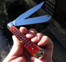 Unused Case XX USA 10 dot 1970 trapper. 5254. Beautiful red bone with no cracks. Snaps both ways.