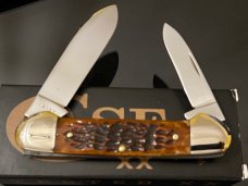 Vintage Case XX USA 1973/7…….Dot “Butterbean” Red Jigged Bone 3-5/8”Pocket Knife Unsharpened 99 0/0.
