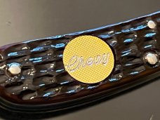 Vintage Mint Case XX 1978 Chevy 62048 SSP Slimline Trapper 4-1/8”Inlaid Gold plated CHEVY Medallion