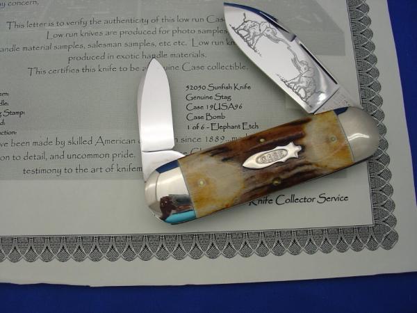 Case XX Classic Sunfish/Toenail Genuine Stag Handle 1 of 6 Dueling Bull Elephant Etch Case XX Classic Sunfish/Toenail Genuine Stag Handle 1 of 6 Dueling Bull Elephant Etch