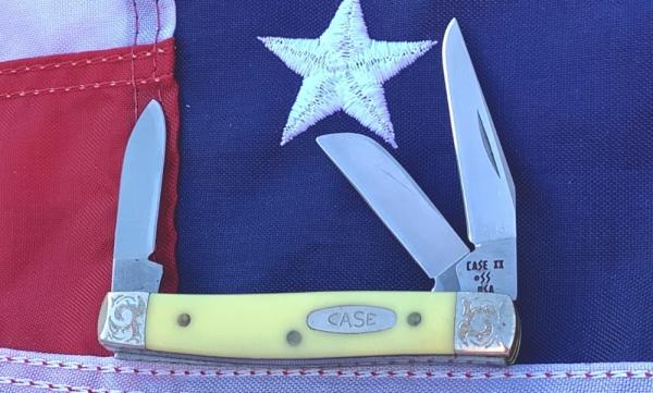 1989 Case xx Small Stockman -Yellow Derlin Handles -Fancy Bolsters -Gold Mint Set -Mdl# 33033