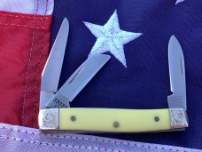 1989 Case xx Small Stockman -Yellow Derlin Handles -Fancy Bolsters -Gold Mint Set -Mdl# 33033