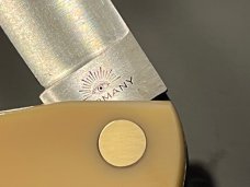 Vintage Original Carl Schlieper German Eye 4-3/4” Large Yellow Celluloid Sodbuster Knife NEW. 