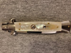 NOS  Frank Beltrame ITALIAN 9" GENUINE Mother of Pearl Stiletto w/Bayonet Blade 4MM 