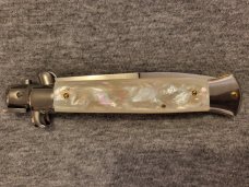 NOS  Frank Beltrame ITALIAN 9" GENUINE Mother of Pearl Stiletto w/Bayonet Blade 4MM 