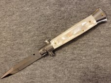 NOS  Frank Beltrame ITALIAN 9" GENUINE Mother of Pearl Stiletto w/Bayonet Blade 4MM 