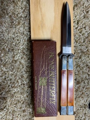 Taylor, STR Dash six double edge, bone butterfly, knife, handmade surgical steel Taylor