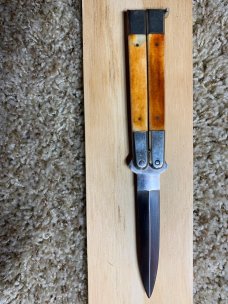 Taylor, STR Dash six double edge, bone butterfly, knife, handmade surgical steel Taylor Taylor, STR Dash six double edge, bone butterfly, knife, handmade surgical steel Taylor