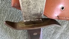 Vintage Guard Marked Western W 49 Bowie Knife And Sheath Vintage Guard Marked Western W 49 Bowie Knife And Sheath