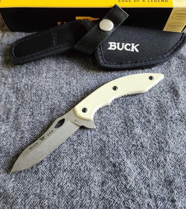 2023 Buck Maverik 877 U.S.A. fixed blade. 7" long. Beautiful Ivory Synthetic handles. NIB 2023 Buck Maverik 877 U.S.A. fixed blade. 7" long. Beautiful Ivory Synthetic handles. NIB