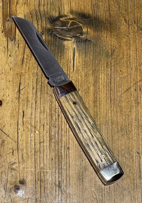 A. Wright & Son, "Senator" Gentleman's knife, w/ Oak scales, Lambsfoot blade & Custom Filing