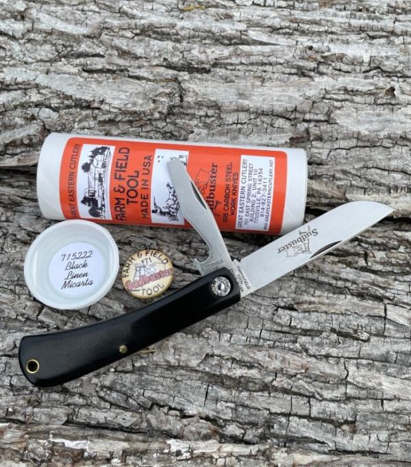 GEC ** FARM & FIELD 715222 BLACK LINEN MICARTA SUD BUSTER1095 CARBON KNIFE GEC ** FARM & FIELD 715222 BLACK LINEN MICARTA SUD BUSTER1095 CARBON KNIFE