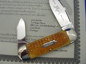 Case XX Classic Sunfish/Toenail Tan Rogers Bone Prototype Knife With Bulldog EtchRARE
