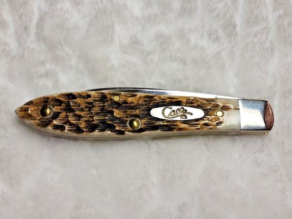 Case XX USA SS TB61028 Teardrop Single Blade Amber Bone Handle 2021