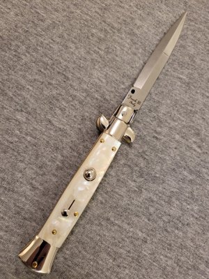 Frank Beltrame ITALIAN 9" GENUINE Mother of Pearl L.E. PICKLOCK Stiletto w/Bayonet Blade 4MM