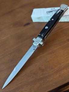  NIB 11"- 28 cm A.G.A. Campolin Maltese lockback auto in all black  super beautiful quality stiletto