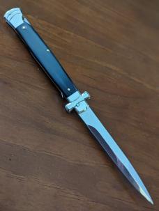 NIB 11"- 28 cm A.G.A. Campolin Maltese lockback auto in all black super beautiful quality stiletto NIB 11"- 28 cm A.G.A. Campolin Maltese lockback auto in all black super beautiful quality stiletto