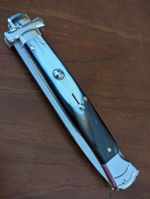  NIB 11"- 28 cm A.G.A. Campolin Maltese lockback auto in all black  super beautiful quality stiletto