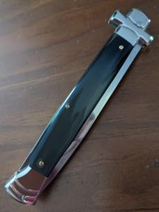 NIB 11"- 28 cm A.G.A. Campolin Maltese lockback auto in all black super beautiful quality stiletto NIB 11"- 28 cm A.G.A. Campolin Maltese lockback auto in all black super beautiful quality stiletto