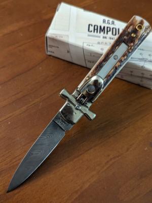 AGA CAMPOLIN DAMASCUS MINI DOMINUS IN STAG HORN NIB 
