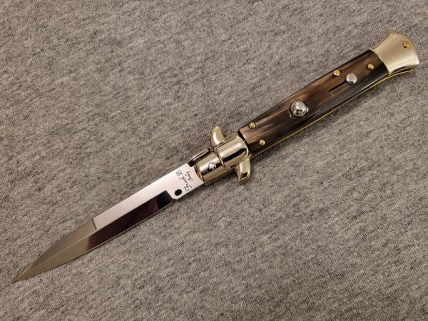 Frank Beltrame ITALIAN 9" Brazilian Horn 2023 L.E. PICKLOCK Stiletto w/Bayonet Blade 4MM Frank Beltrame ITALIAN 9" Brazilian Horn 2023 L.E. PICKLOCK Stiletto w/Bayonet Blade 4MM
