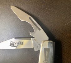 BEAR & SON BEER-TENDER SMOOTH AMBER BONE FOLDING KNIFE 