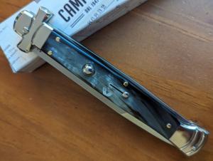  NIB 11"- 28 cm A.G.A. Campolin Brazilian Horn Maltese lockback a super beautiful quality stiletto