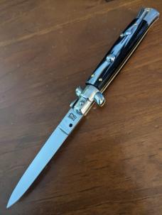NOS GIOVANNI BELTRAME GENUINE IMITATION BUFFALO HORN 23cm=9" FLAT BLADE STILETTO NOS GIOVANNI BELTRAME GENUINE IMITATION BUFFALO HORN 23cm=9" FLAT BLADE STILETTO