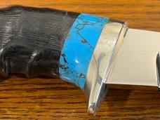 Nolen 11 1/4" Custom Recurve Trailing Point Hunting Knife w/Turquiose & Impala Horn Handle - RARE!!! Nolen 11 1/4" Custom Recurve Trailing Point Hunting Knife w/Turquiose & Impala Horn Handle - RARE!!!