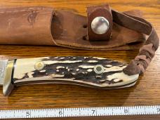 Junglee Tak Fukuta 8 3/8" Clip Point Hunting Knife w/Stainless Steel Blade & Stag Scales Japan Junglee Tak Fukuta 8 3/8" Clip Point Hunting Knife w/Stainless Steel Blade & Stag Scales Japan