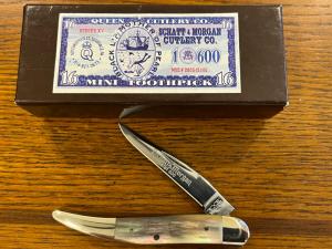 Queen Cutlery Co Schatt & Morgan Toothpick Folding Knife w/Black Lip Mother of Pearl Scales