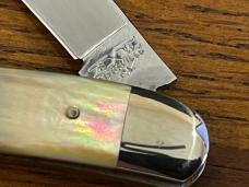 Queen Cutlery Co Schatt & Morgan Toothpick Folding Knife w/Black Lip Mother of Pearl Scales Queen Cutlery Co Schatt & Morgan Toothpick Folding Knife w/Black Lip Mother of Pearl Scales