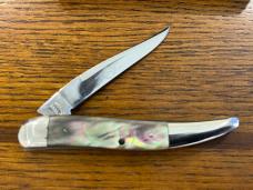 Queen Cutlery Co Schatt & Morgan Toothpick Folding Knife w/Black Lip Mother of Pearl Scales Queen Cutlery Co Schatt & Morgan Toothpick Folding Knife w/Black Lip Mother of Pearl Scales